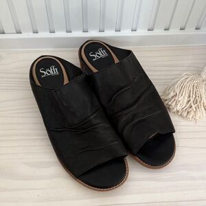 Söfft Black Leather Slide Loafers